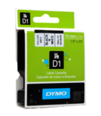 Icon Compatible Dymo 12mm D1 Tape Black on White - 7M