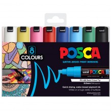 Uni Posca Marker 8.0mm Bold Chisel 8 Pack Assorted PC-8K Uni Posca Marker 8.0mm Bold Chisel 8 Pack Assorted PC-8K