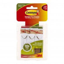 Command Picture Hanger 17043 Large White Wire-Backed Pk/3