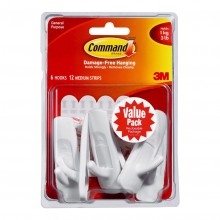 Command Hook 17001-6 Medium White Value Pk/6