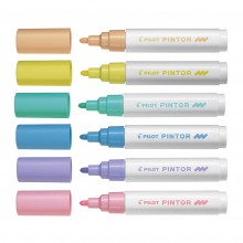 Pilot Pintor Marker Medium Asstd. Pastel 6Pk