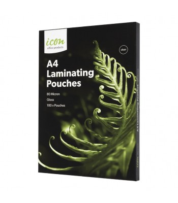 Icon Laminating Pouches A4 Gloss 80mic Pack 100