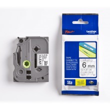 Brother Genuine TZe-111 Labelling Tape – Black on Clear, 6mm wide, 8m long